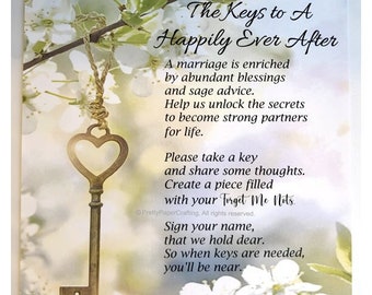 Keys to a Happily Ever After Poem Sign, Alternative Wedding Decor Guestbook Sign for Reception Ceremony, Advice and Words of Wisdom