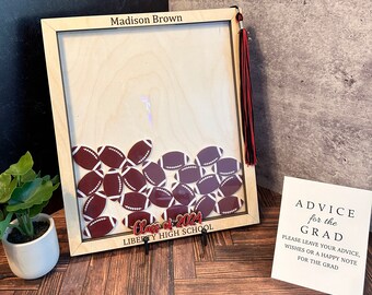 Graduation Guest Book Drop Box Frame, Alternative Guestbook for Graduating Seniors with Football, Baseball, Basketball and Music Icons