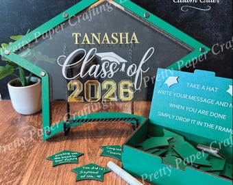 Graduation Guest Book Drop Box UV printed in School Colors, Alternative Well Wishes and Memories for Seniors, Custom Keepsake Personalized