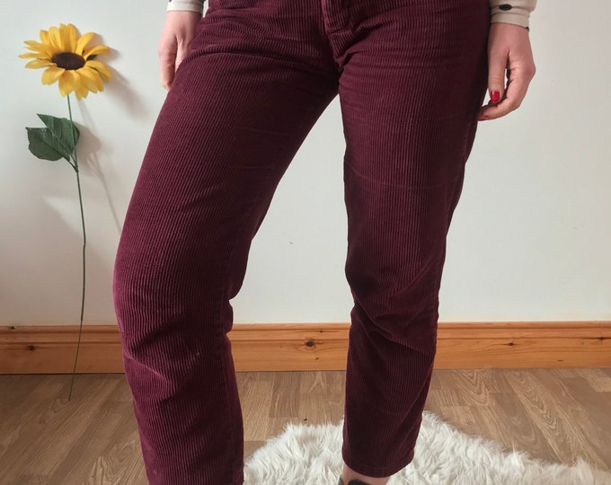 Maroon Corduroy Straight Leg Pants