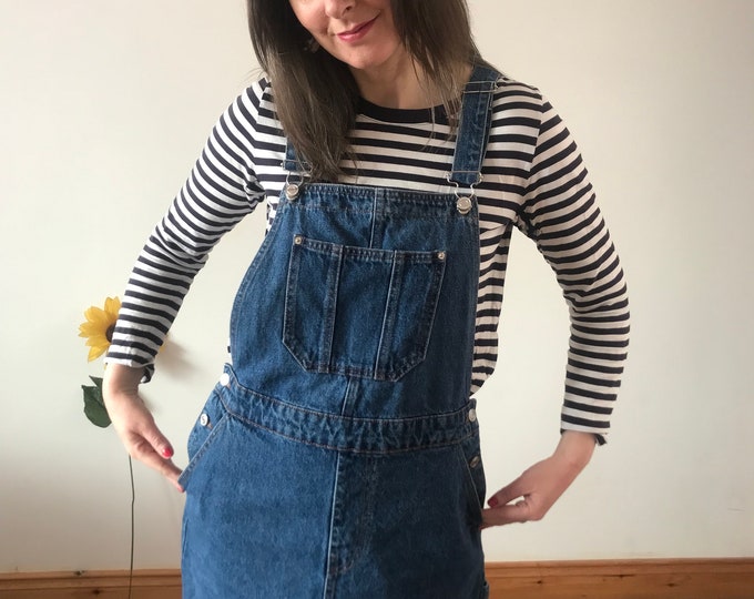 Vintage Blue Denim Pinafore Dress