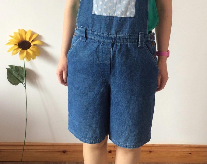 Vintage 80s Blue Denim Dungaree Shorts