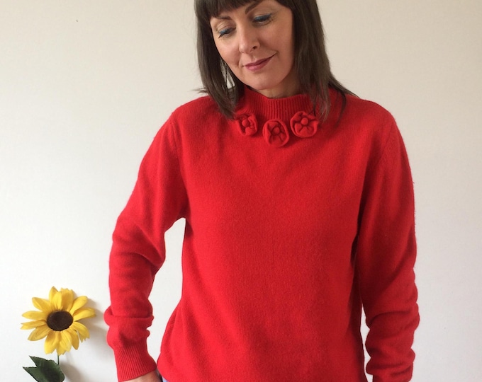Vintage 80s Red Wool Jumper