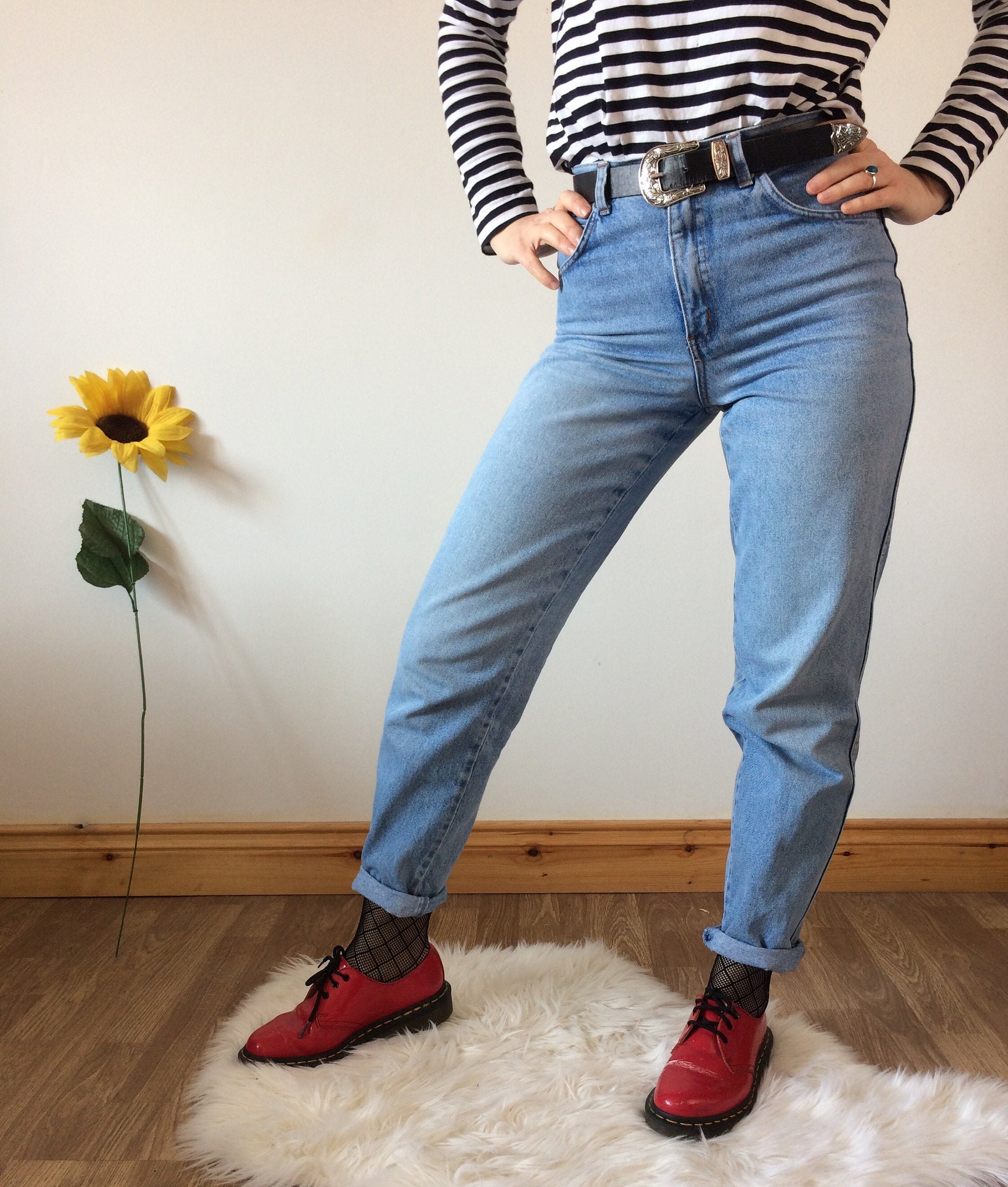 light blue high waisted pants