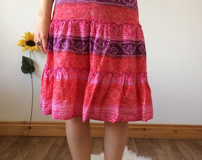 Vintage 90s Pink & Purple Midi Skirt