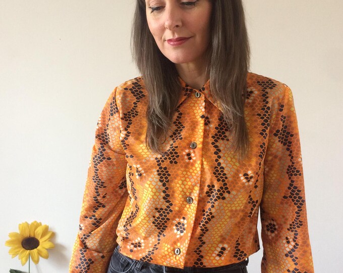 Vintage 70s Orange & Black Shirt