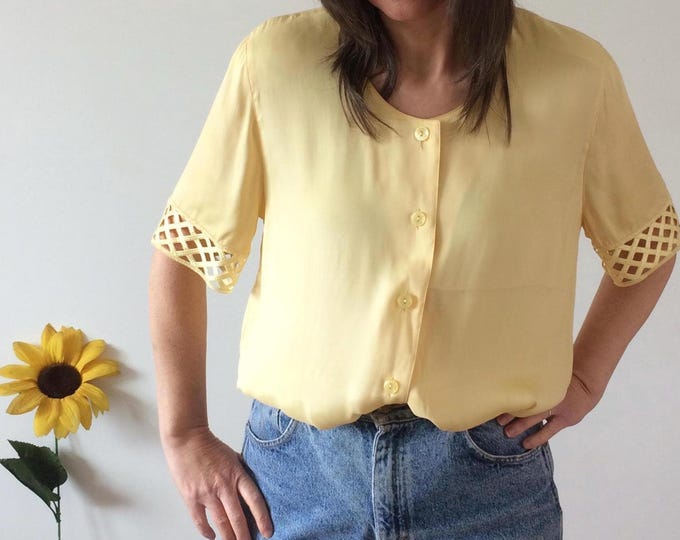 Vintage 80s Light Yellow Blouse