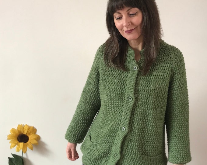 Vintage Green Knit Cardigan