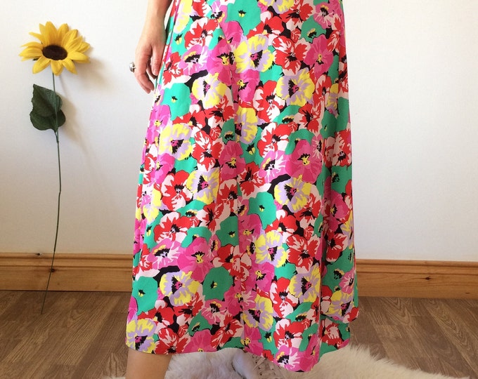 Vintage 80s Floral Long Skirt