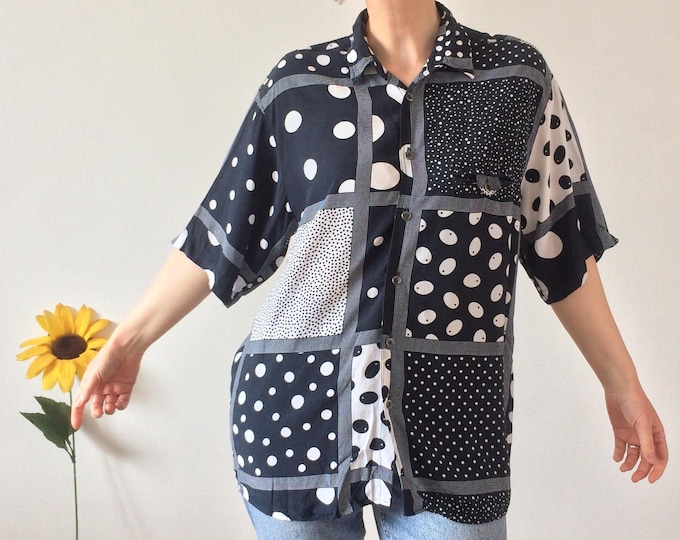 Vintage 80s Dark Navy & White Shirt