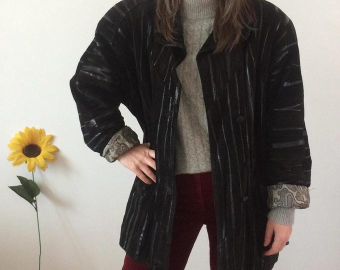 Vintage 80s Black Leather Coat