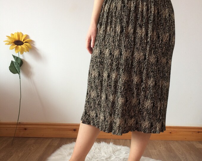 Vintage Black & Beige Midi Skirt