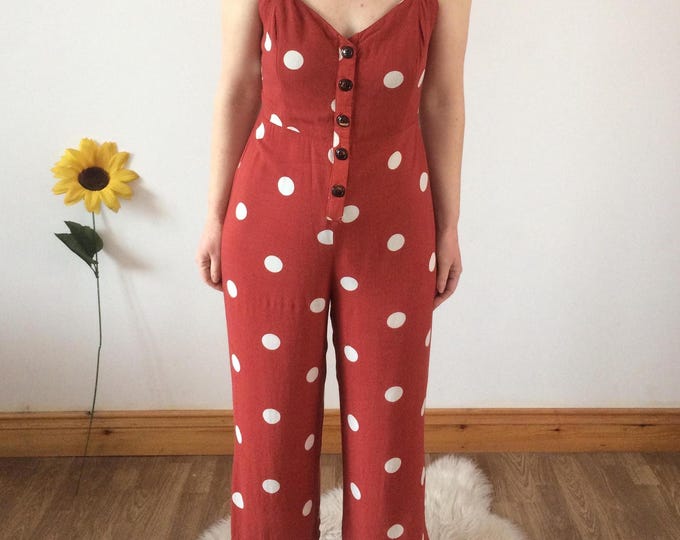 Vintage Rust with White Polka Dot Jumpsuit
