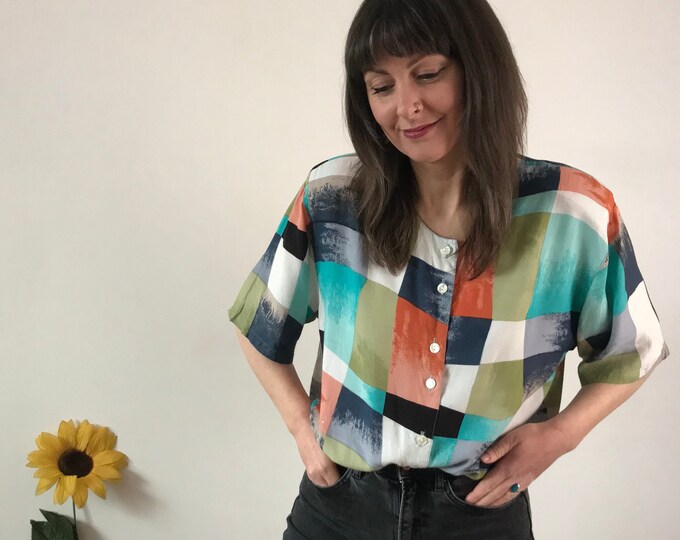 Vintage 90s Colourful Square Blouse