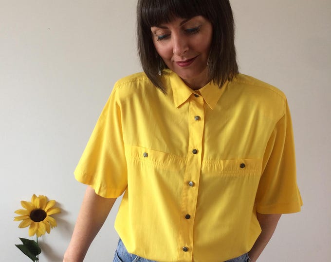 Vintage 80s Yellow Blouse