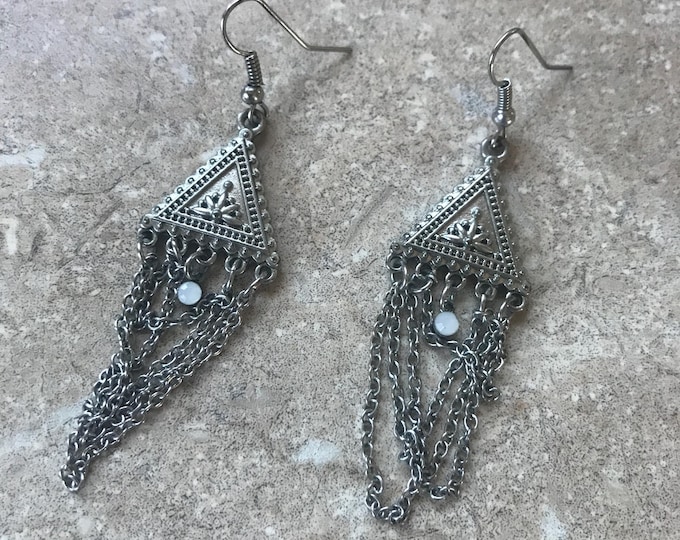Silver Dangling Costume Earrings