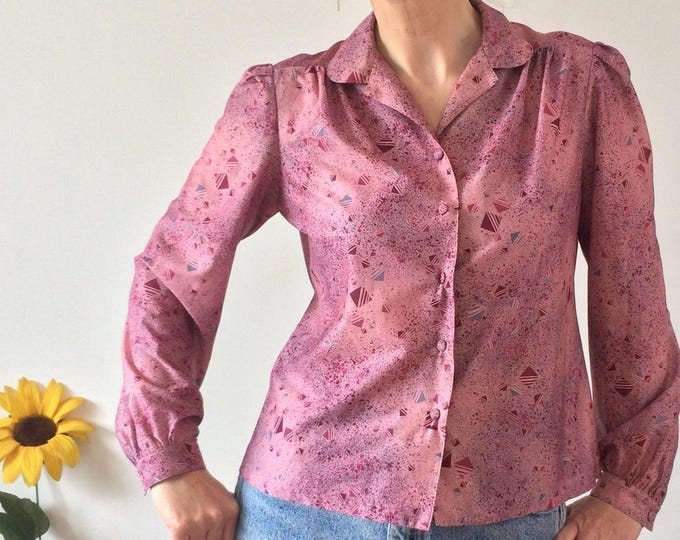 Vintage 70s Pink Rose Blouse