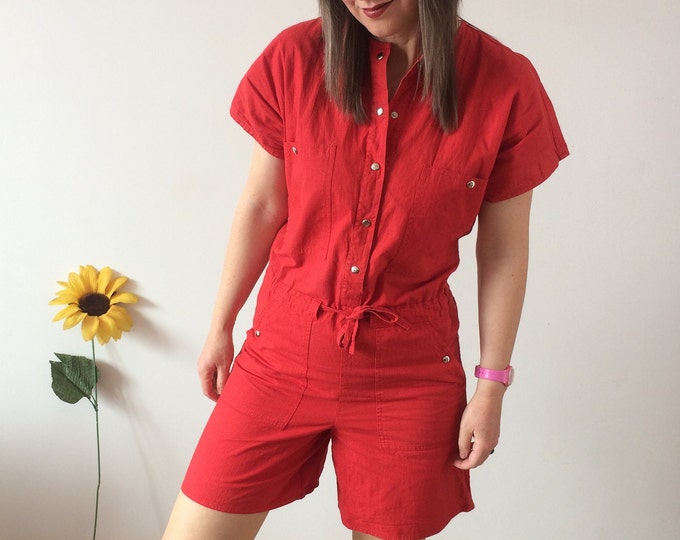 Vintage 80s Red Playsuit