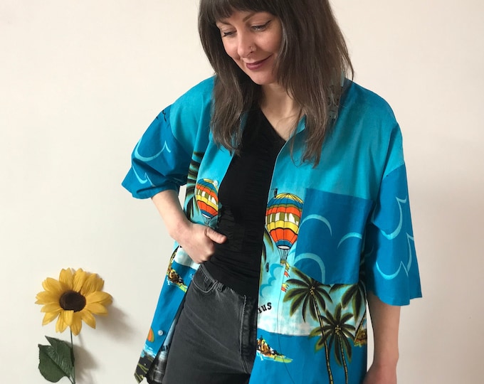 Vintage 90s Blue Holiday  Shirt