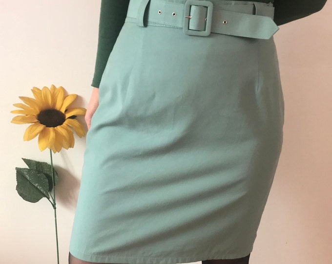 Vintage Mint Green High Waisted Pencil Skirt