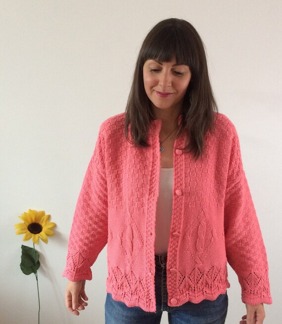 Vintage 80s Peach Knit Cardigan