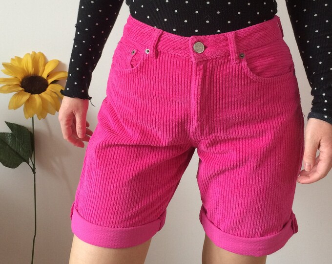 Vintage High Waist Pink Corduroy Shorts