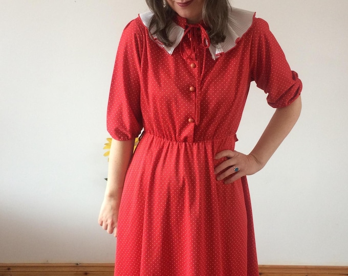 Vintage 80s Red & White Polka Dot Dress