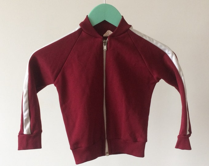 Vintage 70s Children's Maroon with White Stripe Zippy Top