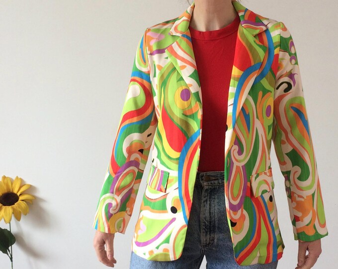 Retro 70s Style Colourful Blazer Jacket
