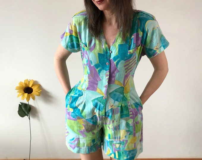 Vintage 80s Abstract Print Playsuit