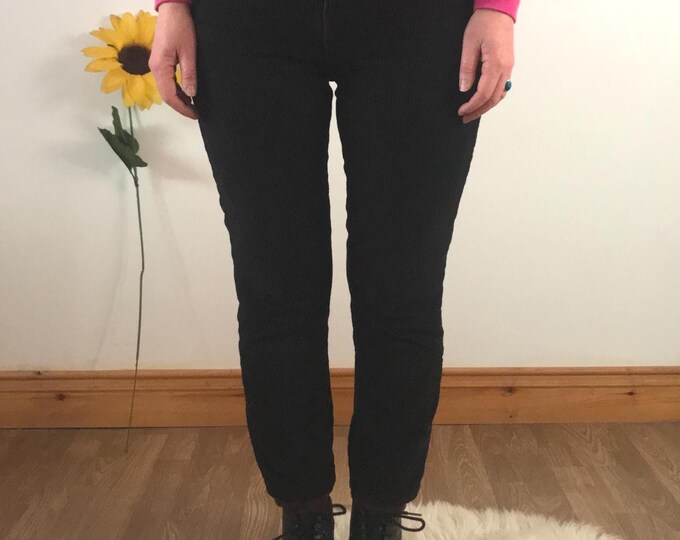 Vintage Black High Waist Corduroy Trousers