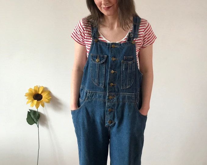 Vintage 90s Navy Blue Denim Dungarees Short