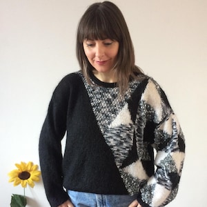 Vintage 80s Black & White Jumper