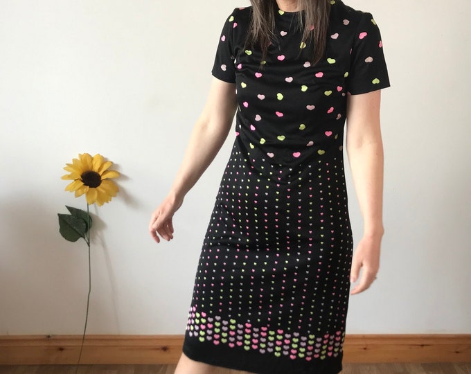 Vintage 70s Black Midi Dress