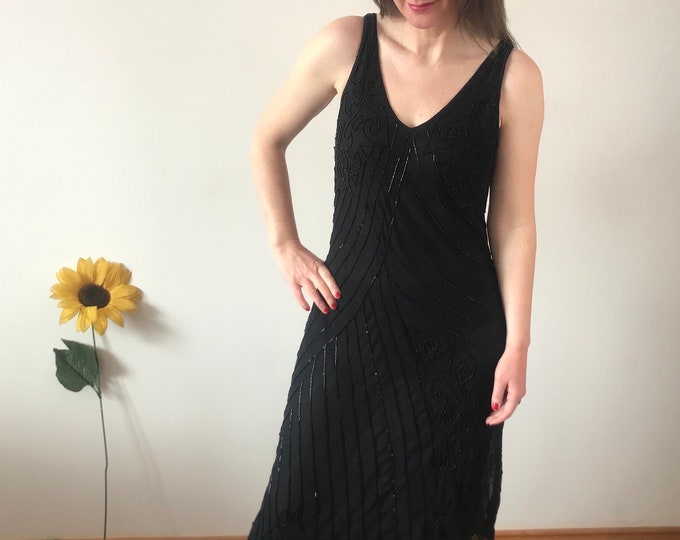 Vintage Black Beaded Dress