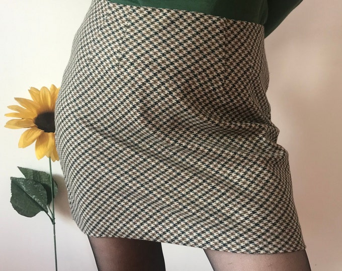 Black & Green Mini Skirt