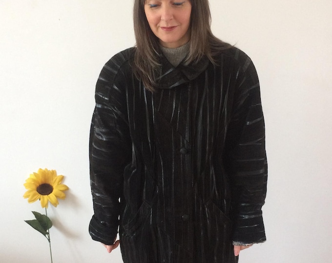 Vintage 80s Oversized Black Leather Coat