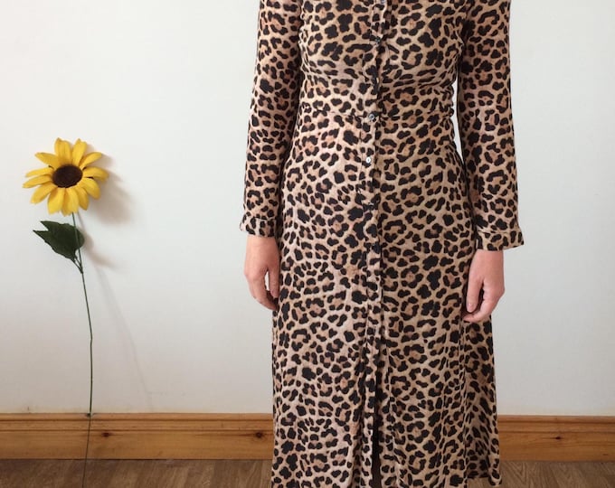 Women Brown & Black Leopard Print Midi Dress