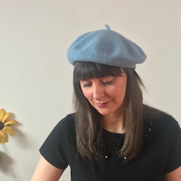 chapeau béret bleu clair vintage