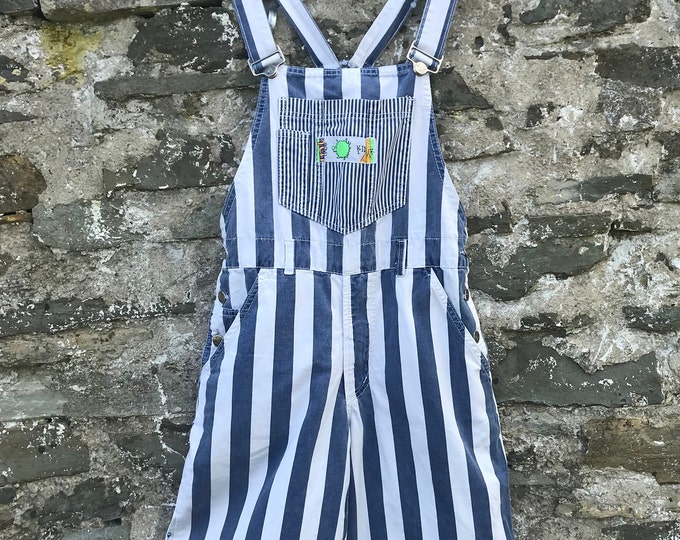 Vintage 80s Striped Dungaree Shorts