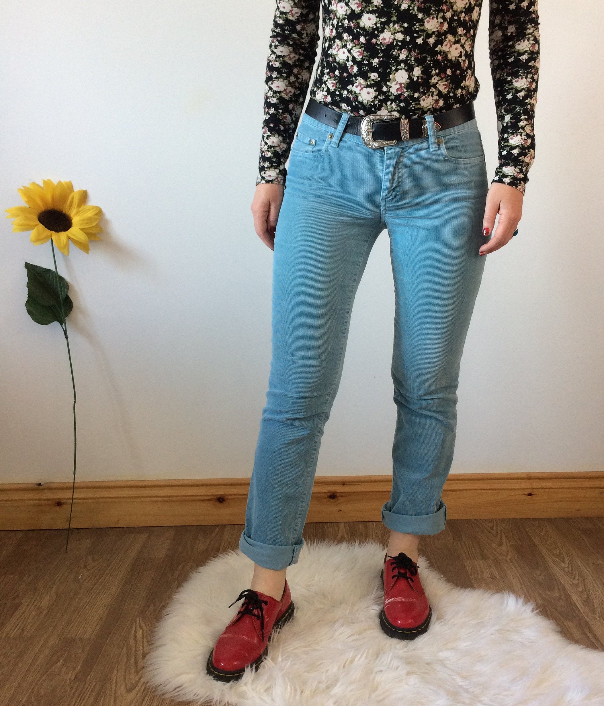 Vintage 90s Baby Blue Corduroy Jeans