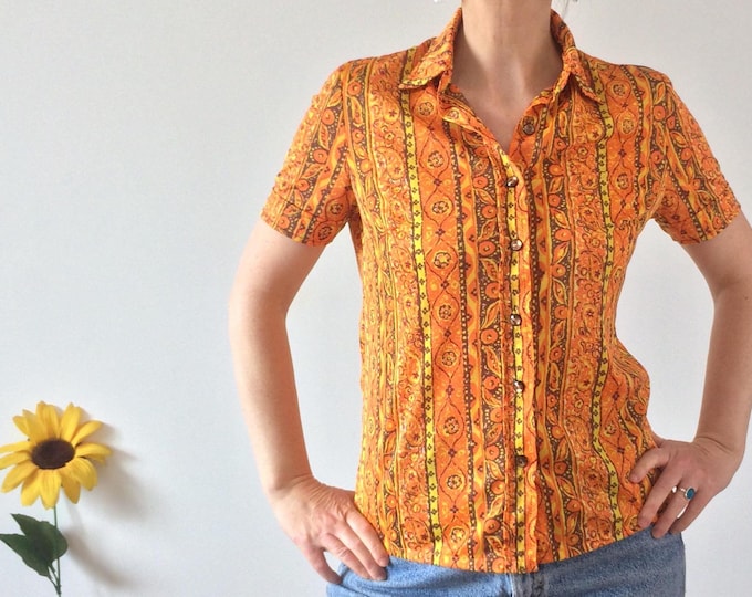 Vintage 70s Orange Blouse