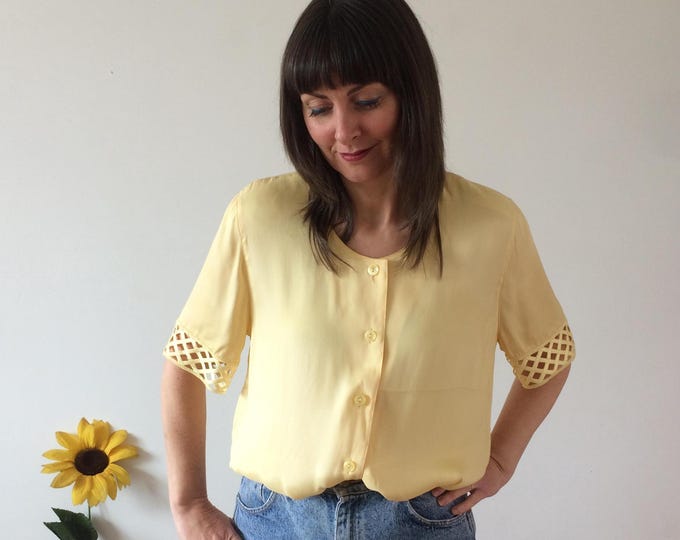 Vintage 80s Light Yellow Blouse