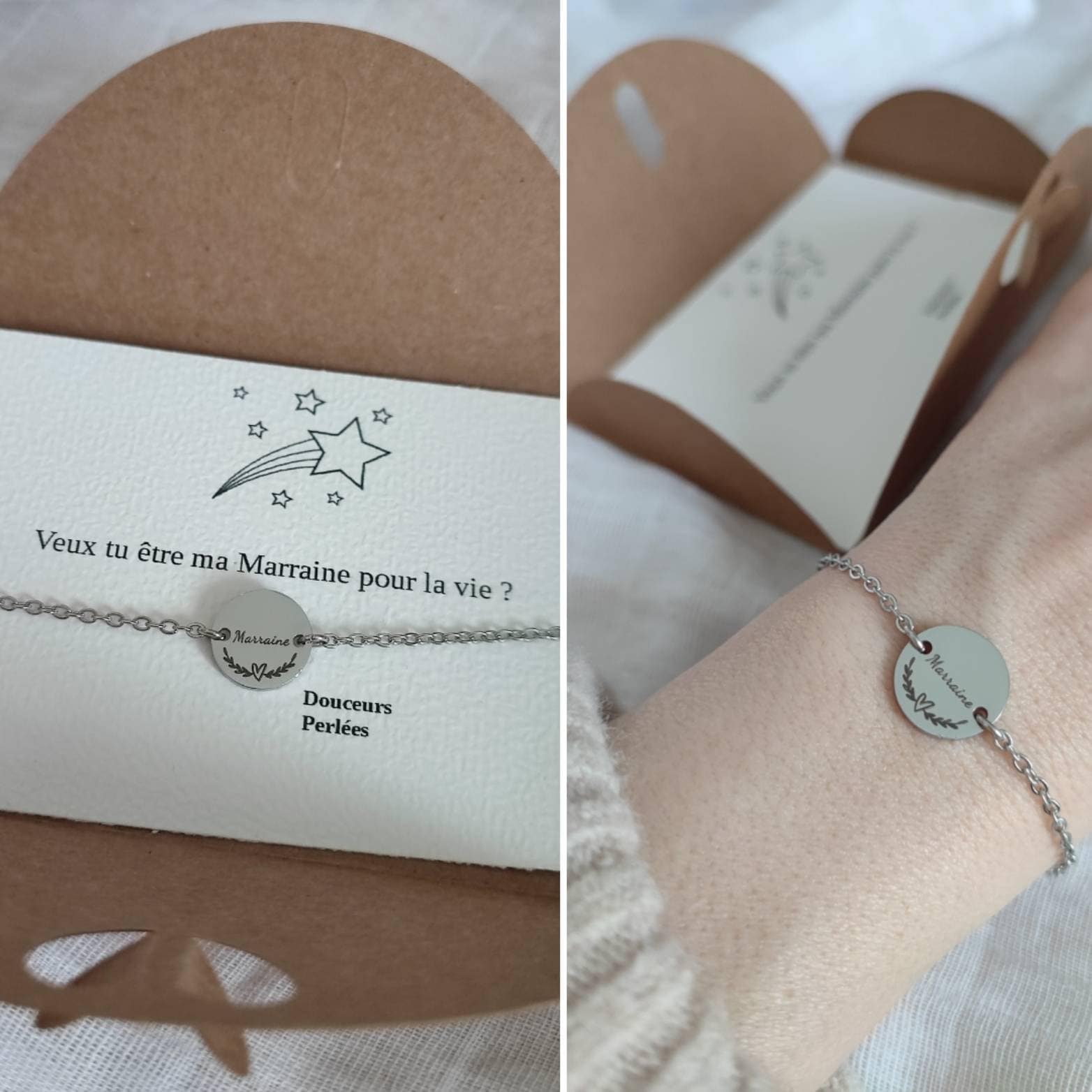 Marraine Bracelet, Personalised French Godmother Gift, Cadeau