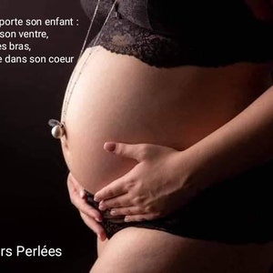 Bola de grossesse argent brossé Notre Petit Miracle et sa pierre de lune sur chaîne acier inoxydable hypoallergenique image 8