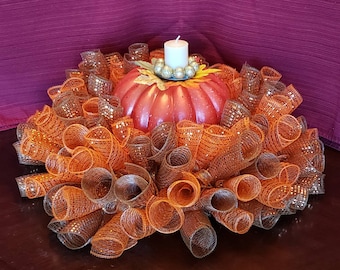 Fall Pumpkin Centerpiece, Thanksgiving Pumpkin Centerpiece, Autumn Centerpiece, Pumpkin Centerpiece, Fall *CANDLE INCLUDED* Centerpiece