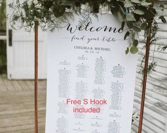 Handmade Copper Welcome Frame: Wedding Seating Chart Display with Free S Hook