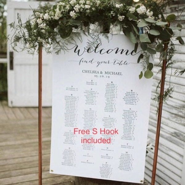 Small Copper Welcome Frame, Free Copper S  Hook, Seating Chart frame, Guest List Directory.