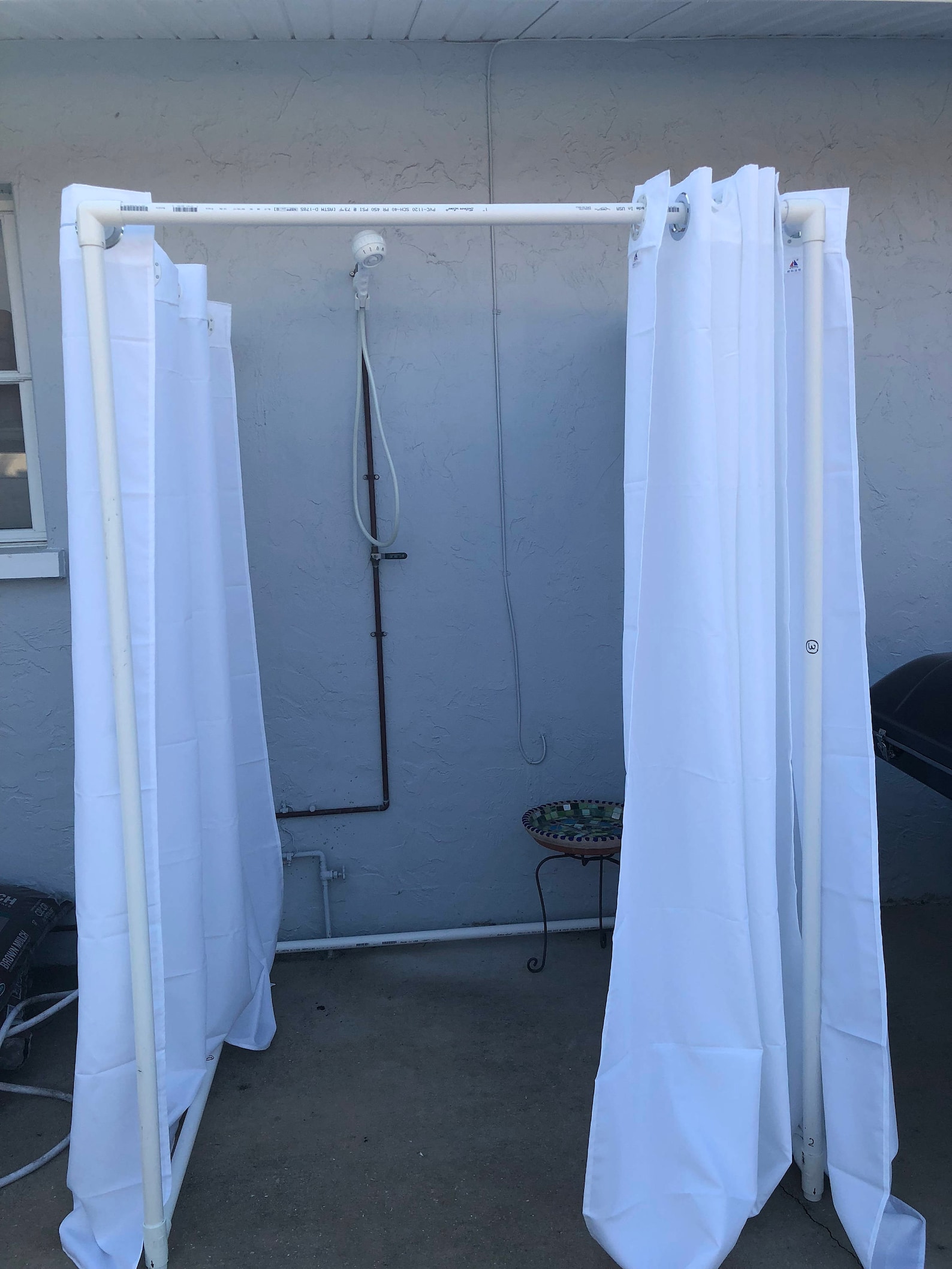 Outdoor Shower Frame, PVC Outdoor Shower. Portable Shower Stall. PVC