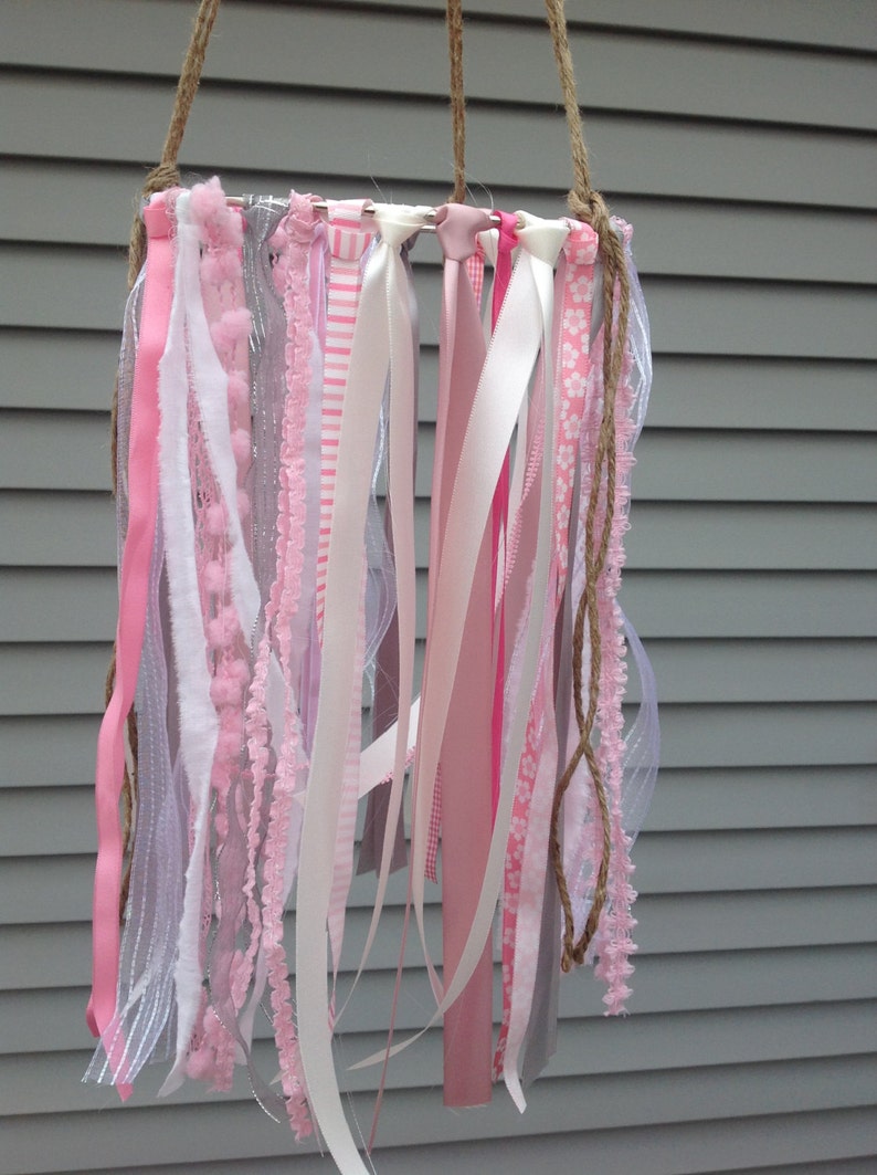 Baby Girl Mobile Crib Mobile Rustic Nursery Ribbon Mobile Etsy